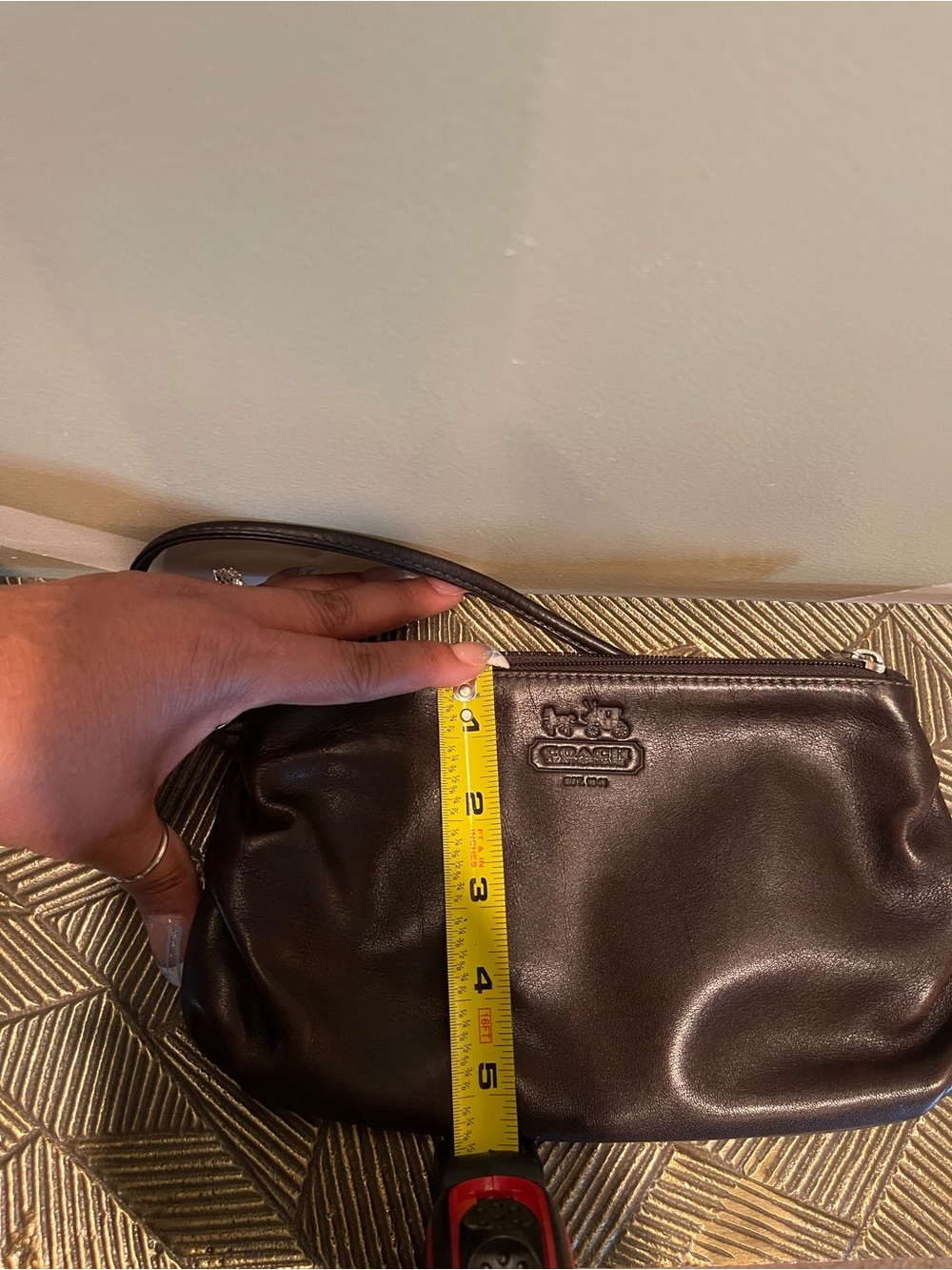 COACH Dark Brown Leather Shoulder Clutch - Picture 8 of 8